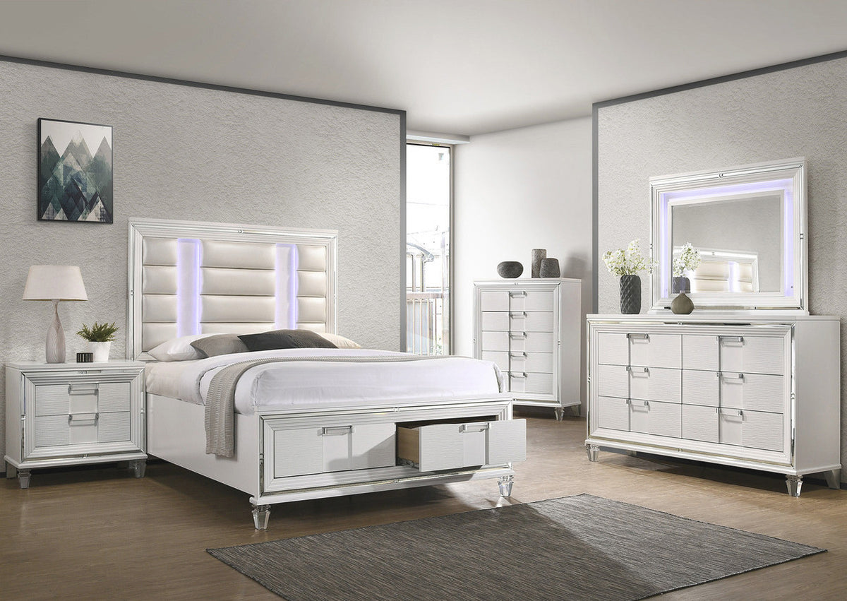 LEACREST White 67" x 80" Height Dresser & Mirror with LED's