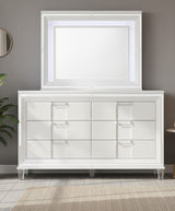 LEACREST White 67" x 80" Height Dresser & Mirror with LED's