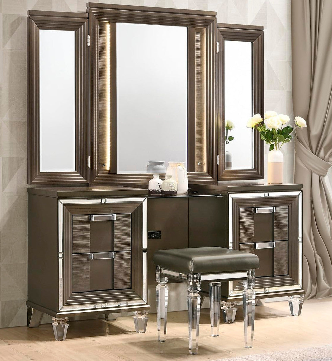 LEACREST Copper 63" Wide Vanity with LED's