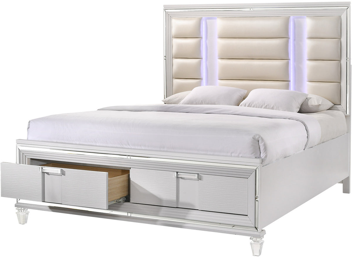 LEACREST White 68" Height Storage Bed with LED's