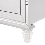 LEACREST White Storage Bedroom Set with LED's, Mirror Accents, and Hidden Drawers