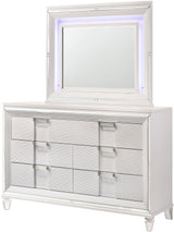LEACREST White 67" x 80" Height Dresser & Mirror with LED's