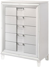 LEACREST White Storage Bedroom Set with LED's, Mirror Accents, and Hidden Drawers