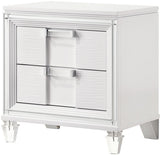 LEACREST White Storage Bedroom Set with LED's, Mirror Accents, and Hidden Drawers