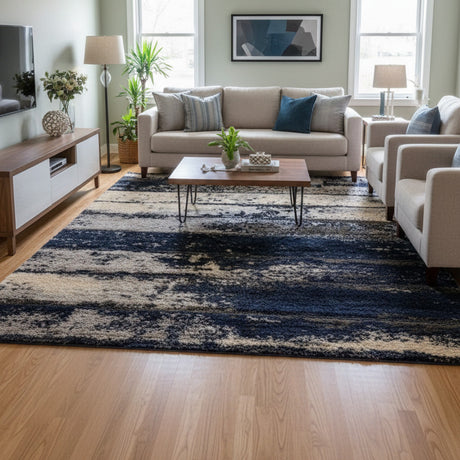 LEGION Dark Blue 5' x 8' Luxury Area Rug