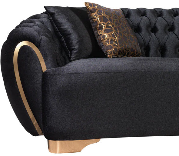 LEINA Black Velvet Sofa & Loveseat