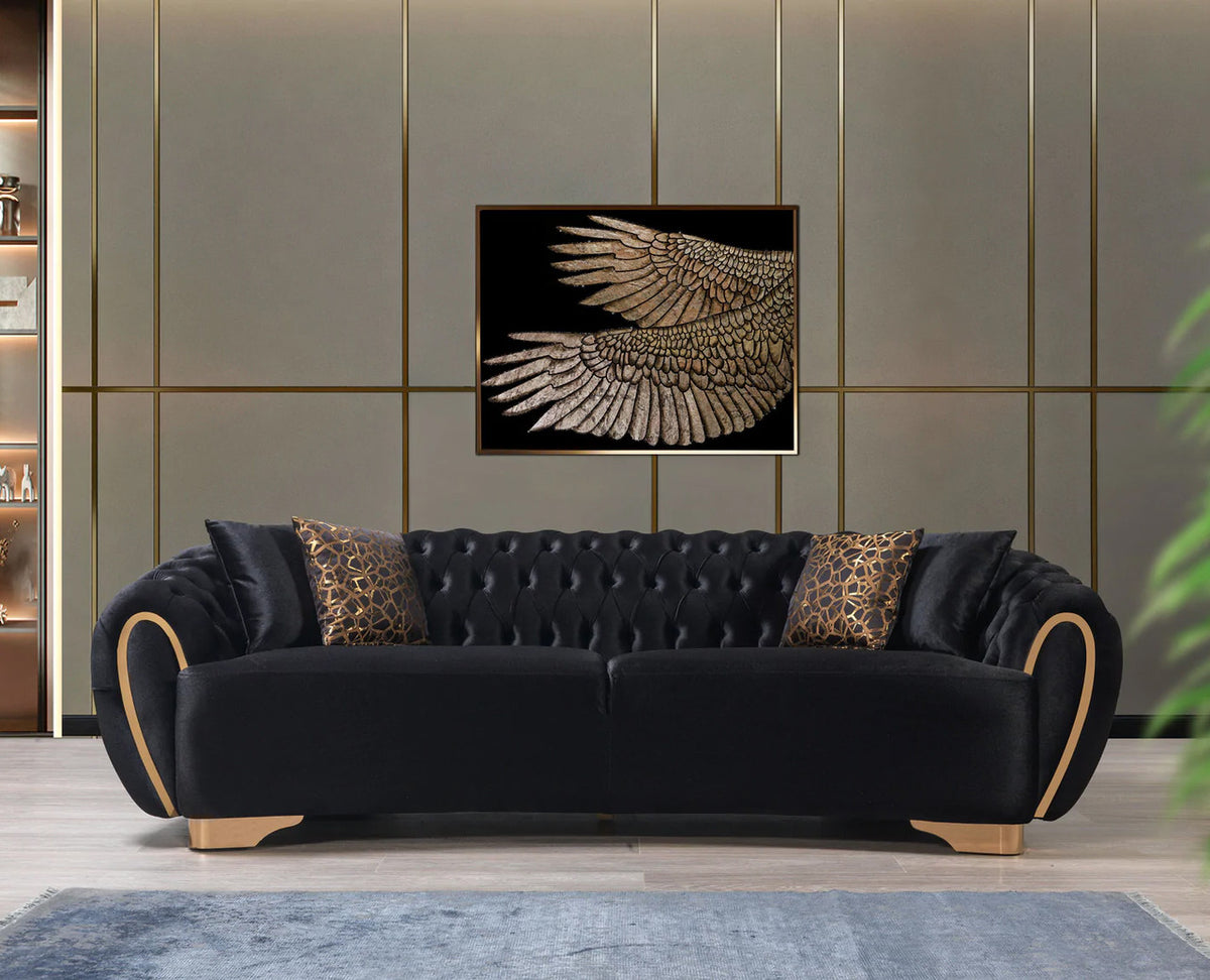LEINA Black Velvet Sofa & Loveseat