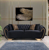 LEINA Black Velvet Sofa & Loveseat