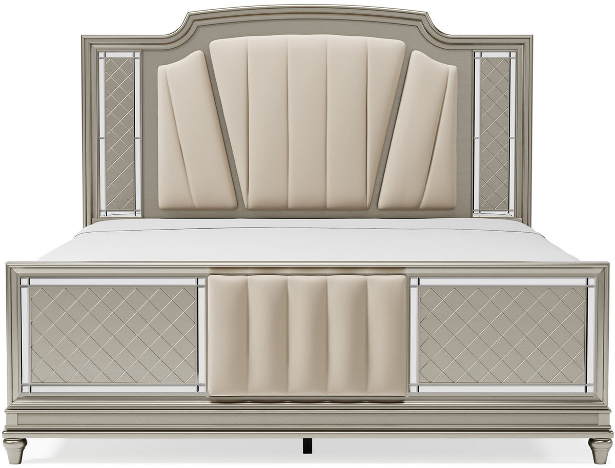 LENNAI Champagne Silver Bedroom Set with LED's