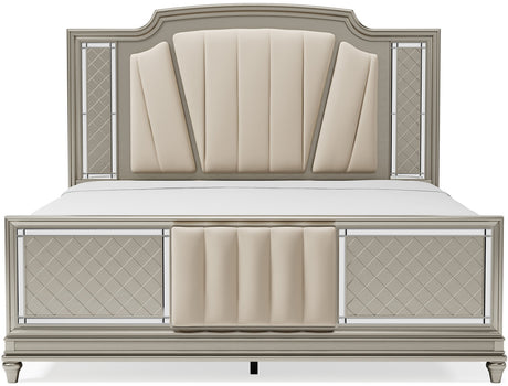 LENNAI Champagne Silver Bedroom Set with LED's