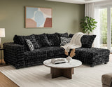 LEONIDAS Black "Bubble" Velvet 107" x 80" Sectional