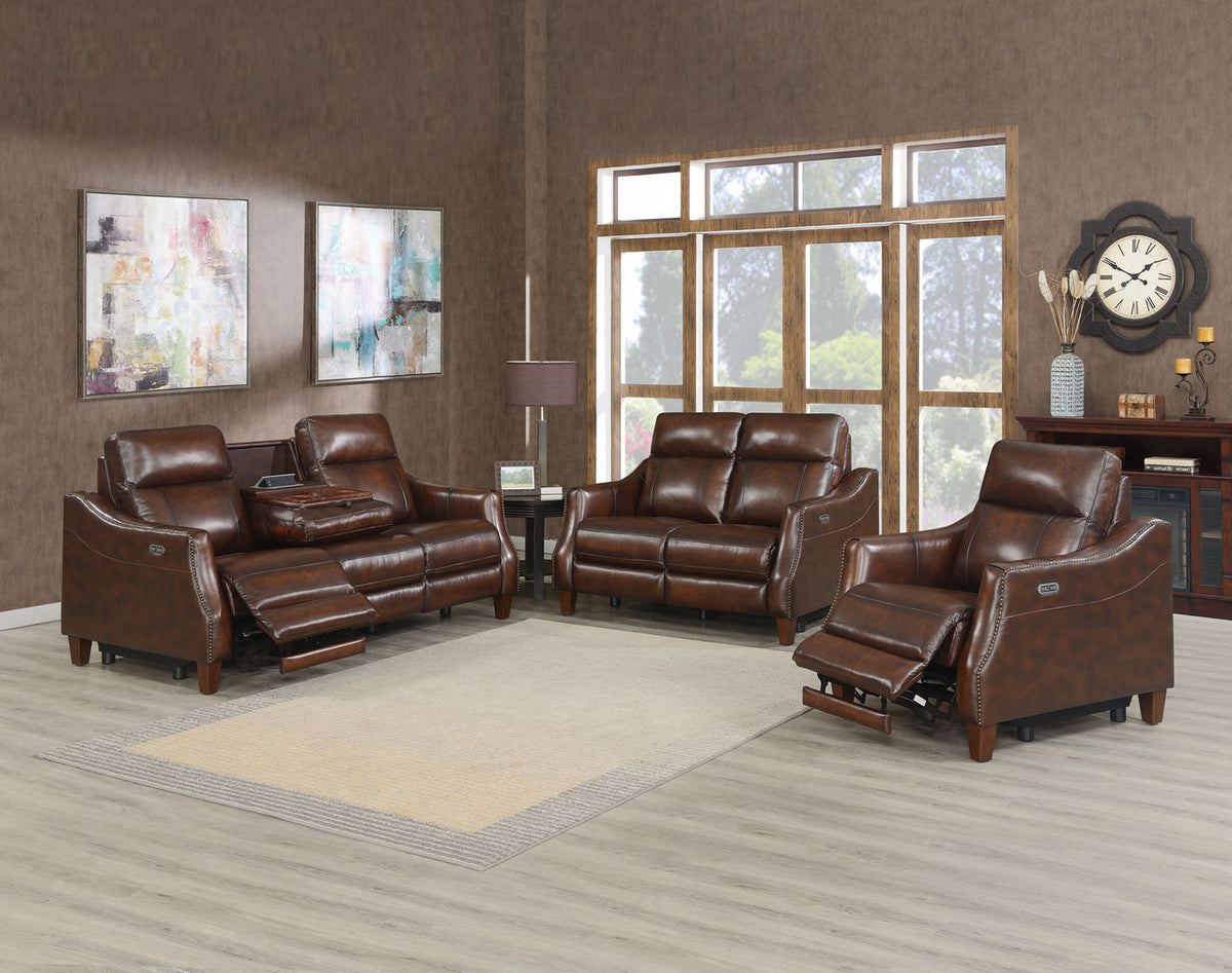 LESTER Top-Grain Leather Power Sofa & Loveseat with USB