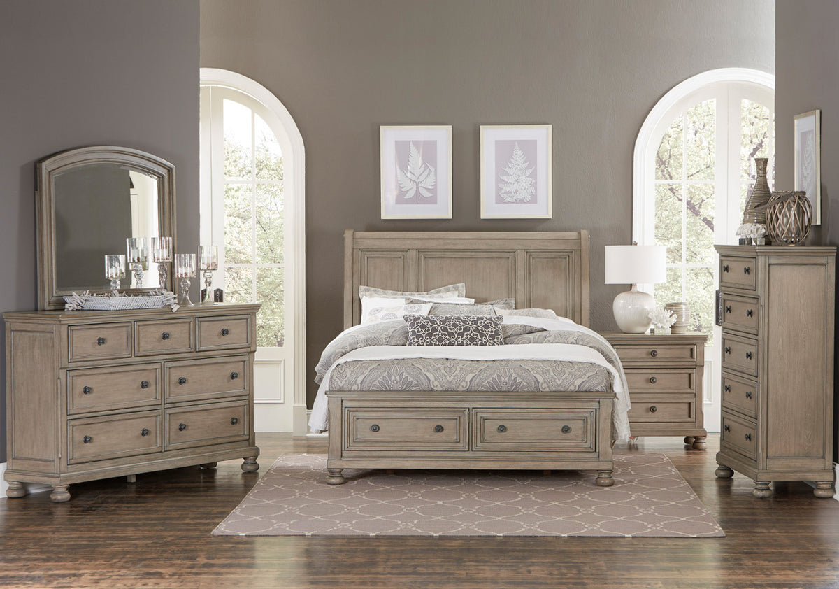 LETY Gray Platform Storage Bedroom with Hidden Drawers