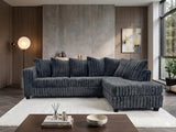 LEVITA Charcoal Corduroy 107" x 80" Sectional