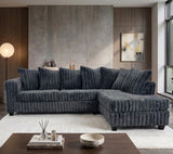LEVITA Charcoal Corduroy 107" x 80" Sectional