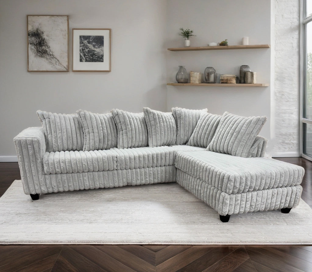 LEVITA Gray Corduroy 107" x 80" Sectional