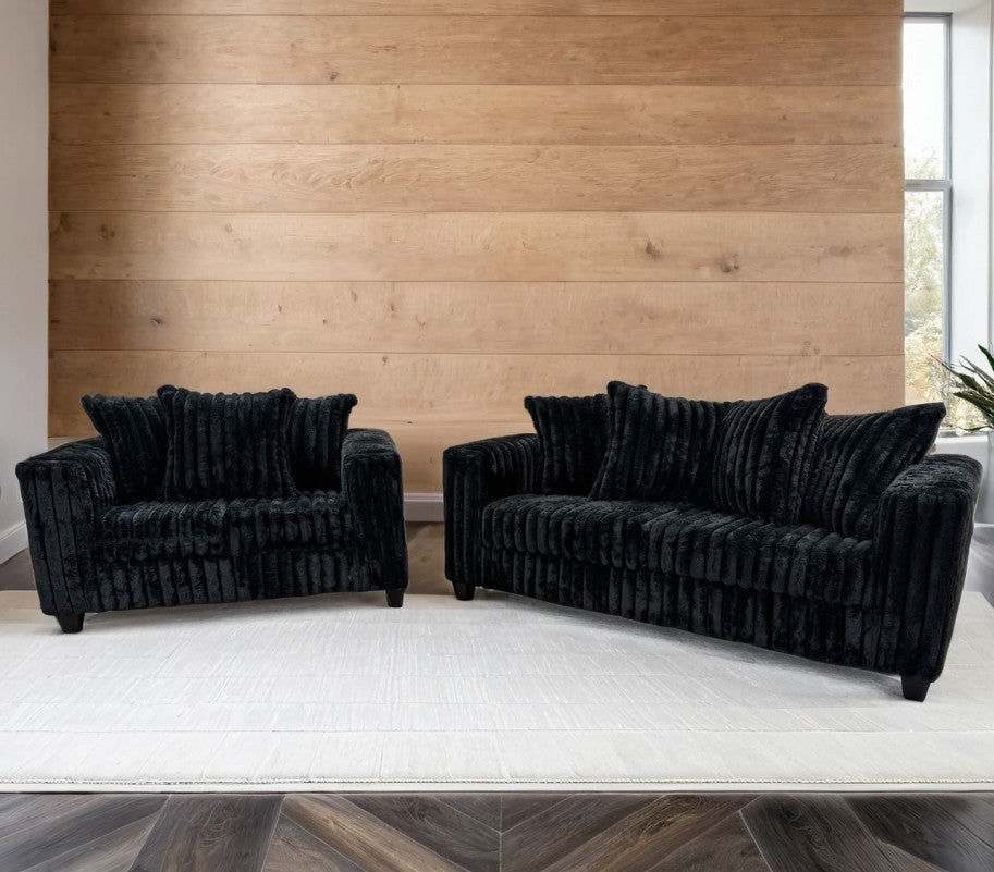 LEVITA Black Corduroy Sofa & Loveseat