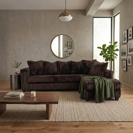 LEVITA Chocolate Corduroy 107" x 80" Sectional