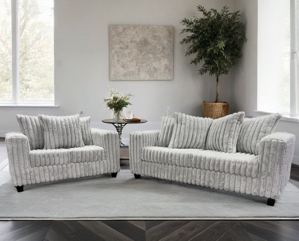 LEVITA Gray Corduroy Sofa & Loveseat