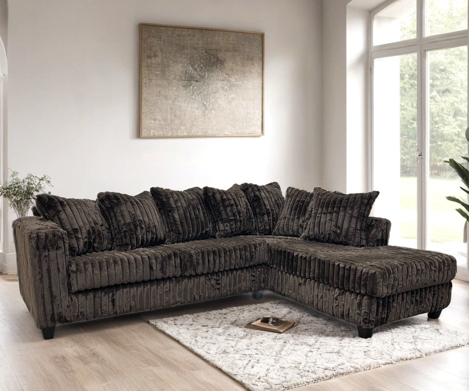 LEVITA Chocolate Corduroy 107" x 80" Sectional