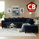 LEVITA Dark Blue Corduroy 107" x 80" Sectional