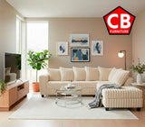 LEVITA Cream Corduroy 107" x 80" Sectional