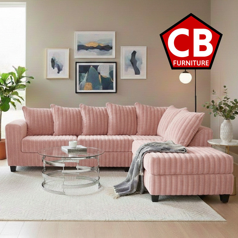 LEVITA Pink Corduroy 107" x 80" Sectional
