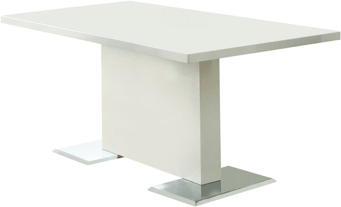 LEXANI Glossy White 5 Piece Dining Set with Gray Chairs