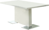 LEXANI Glossy White 5 Piece Dining Set with Gray Chairs