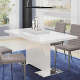 LEXANI Glossy White 63" Wide Dining Table