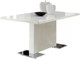 LEXANI Glossy White 5 Piece Dining Set with Gray Chairs