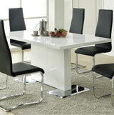 LEXANI Glossy White 5 Piece Dining Set with Black Chairs