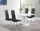 LEXANI Glossy White 5 Piece Dining Set with Black Chairs