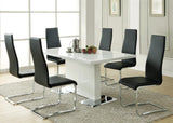 LEXANI Glossy White 7 Piece Dining Set with Black Chairs