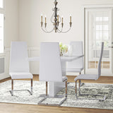 LEXANI Glossy White 5 Piece Dining Set