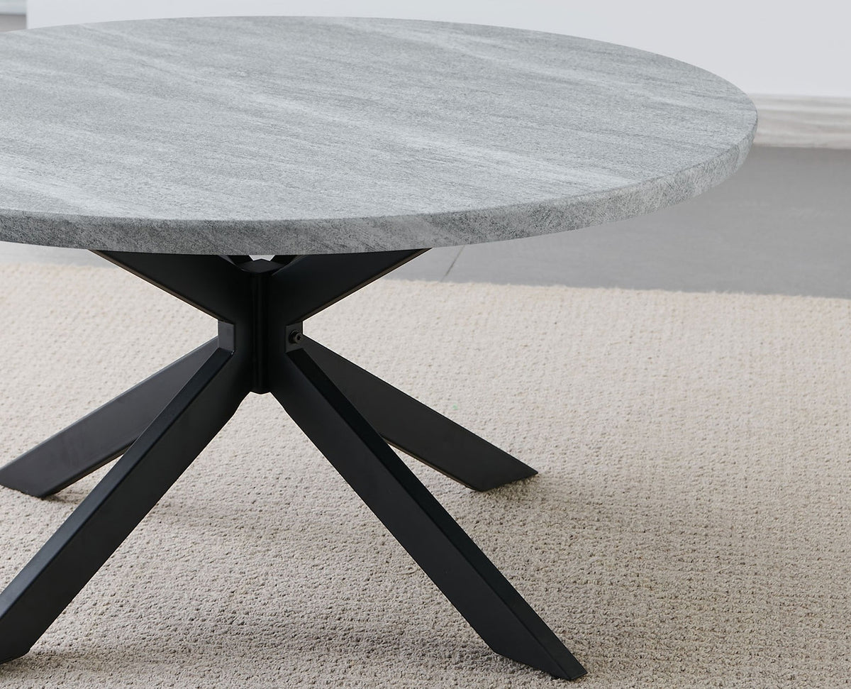 LILA Gray Faux Marble 36" Wide Round Coffee Table