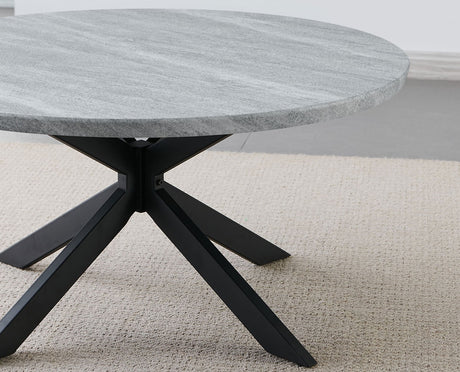 LILA Gray Faux Marble 36" Wide Round Coffee Table