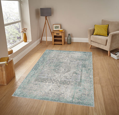 LINDOW Light Gray & Light Blue 8' x 11' Area Rug
