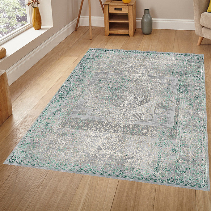 LINDOW Light Gray & Light Blue 8' x 11' Area Rug