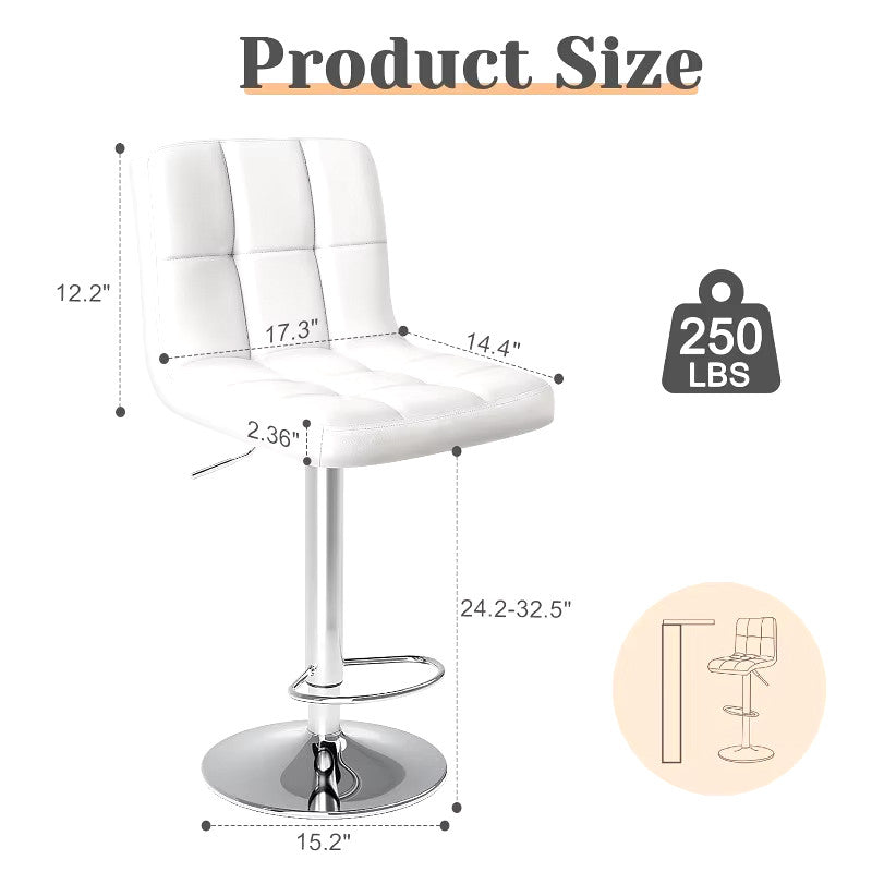 LIVIT White 24-34" Adjustable Height Barstool