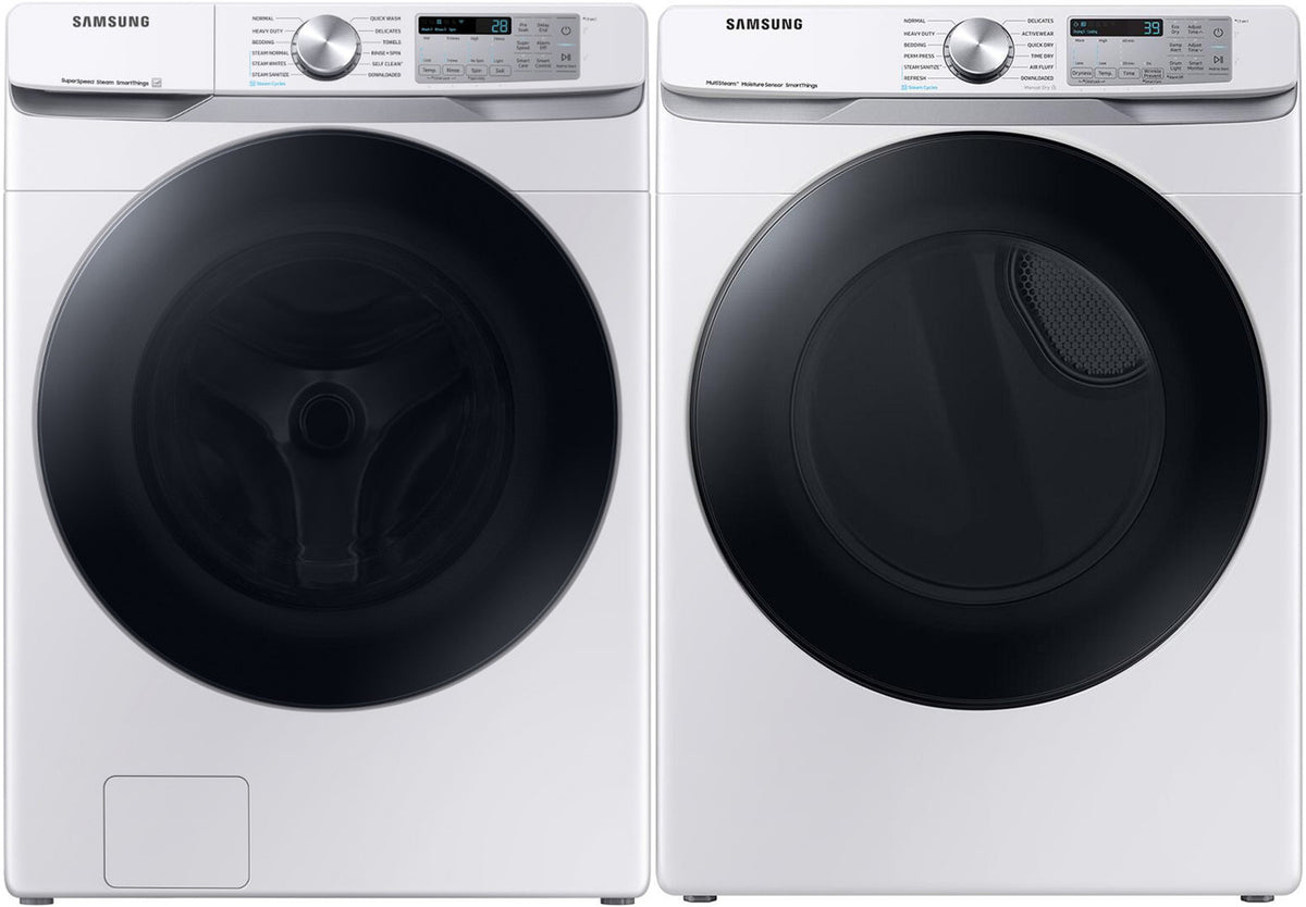 LMAX F23 White Front Load 4.5 cu. ft. Washer & 7.4 cu. ft. Electric Dryer Set with Stackable Kit