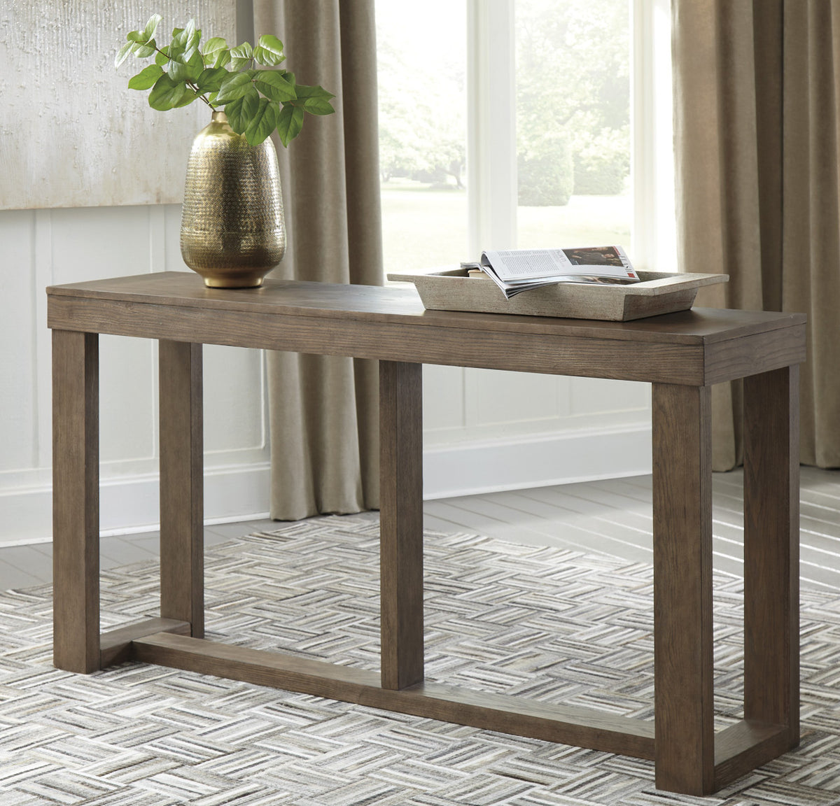 LOGAN Brown 64 Inch Sofa Table