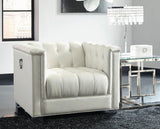 LUCIANA Pearl White 40" Wide Tufted Chair