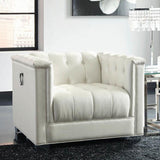LUCIANA Pearl White Tufted 4-Piece Livingroom Set