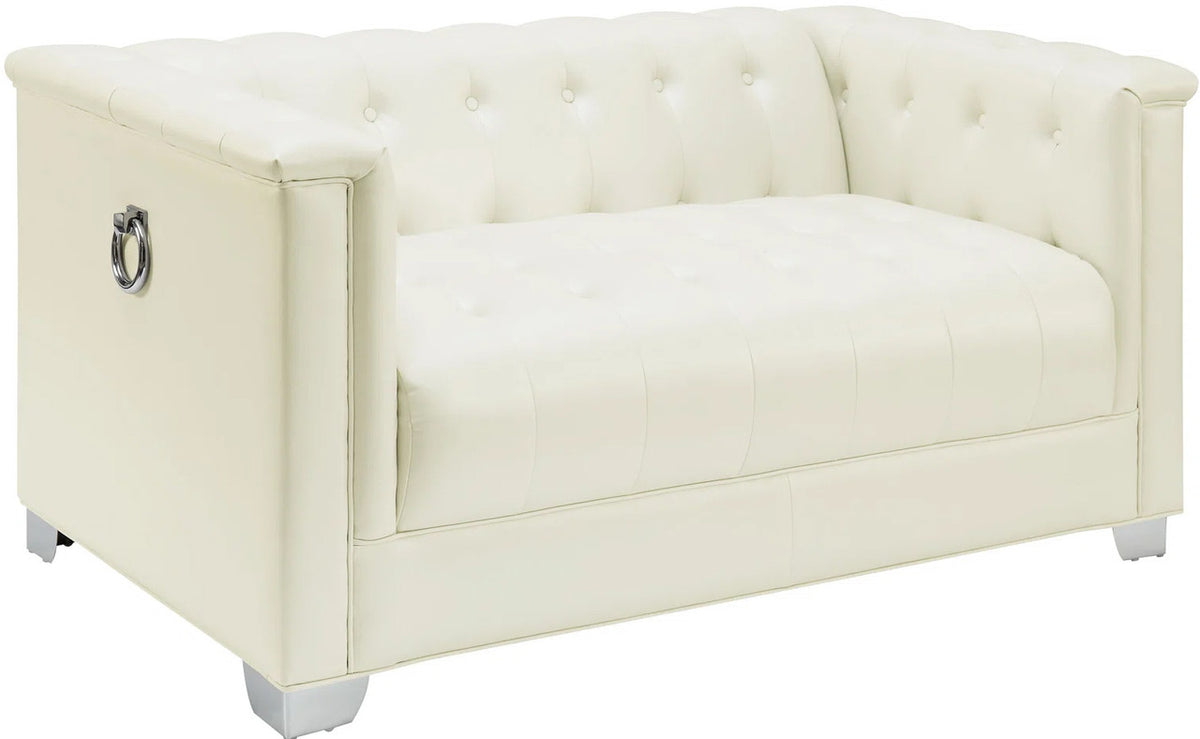 LUCIANA Pearl White Tufted 4-Piece Livingroom Set