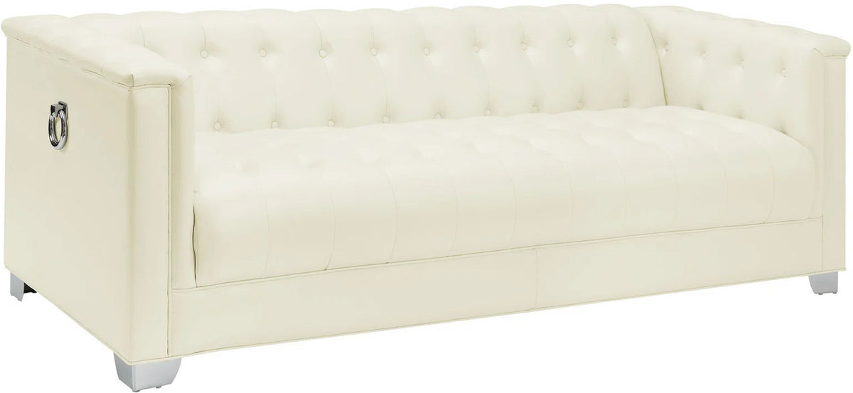 LUCIANA Pearl White Tufted 4-Piece Livingroom Set