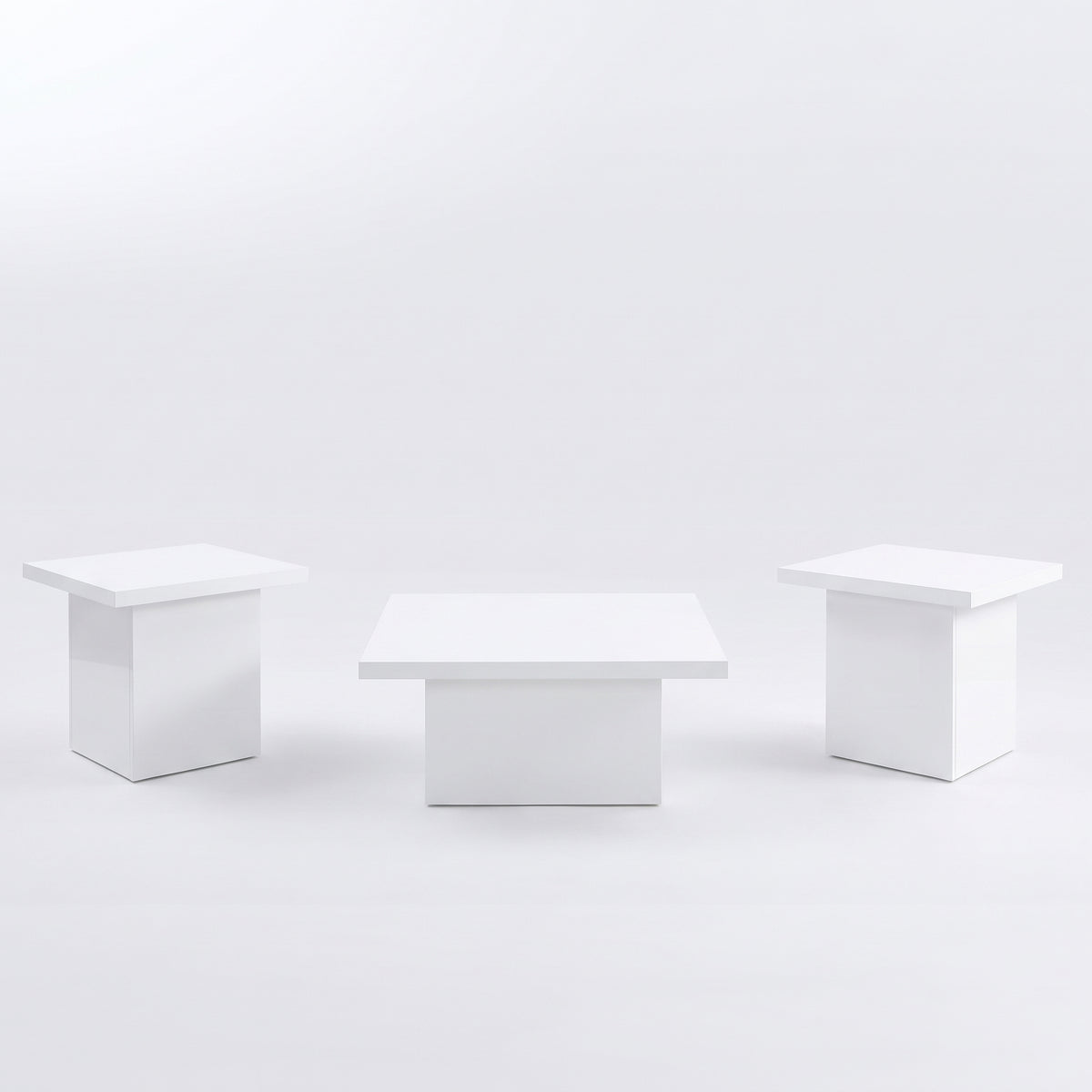 LUCILLE Glossy White 3 Piece Table Set
