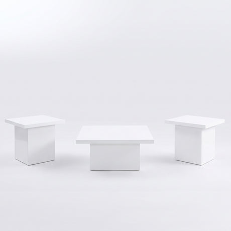 LUCILLE Glossy White 3 Piece Table Set