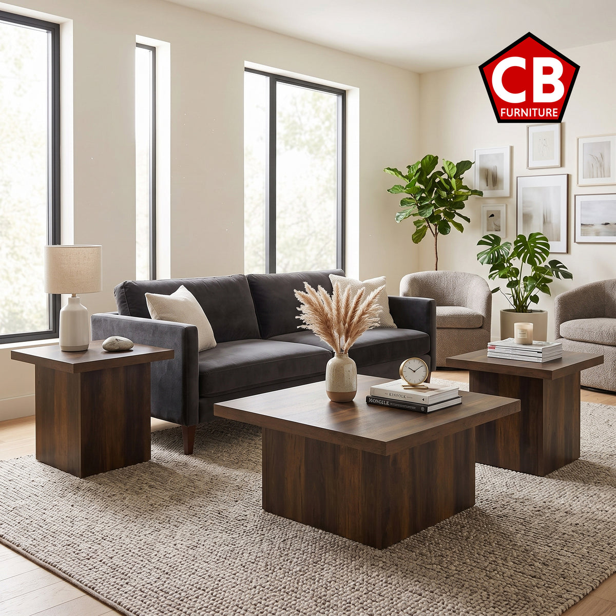 LUCILLE Dark Pine 3 Piece Table Set