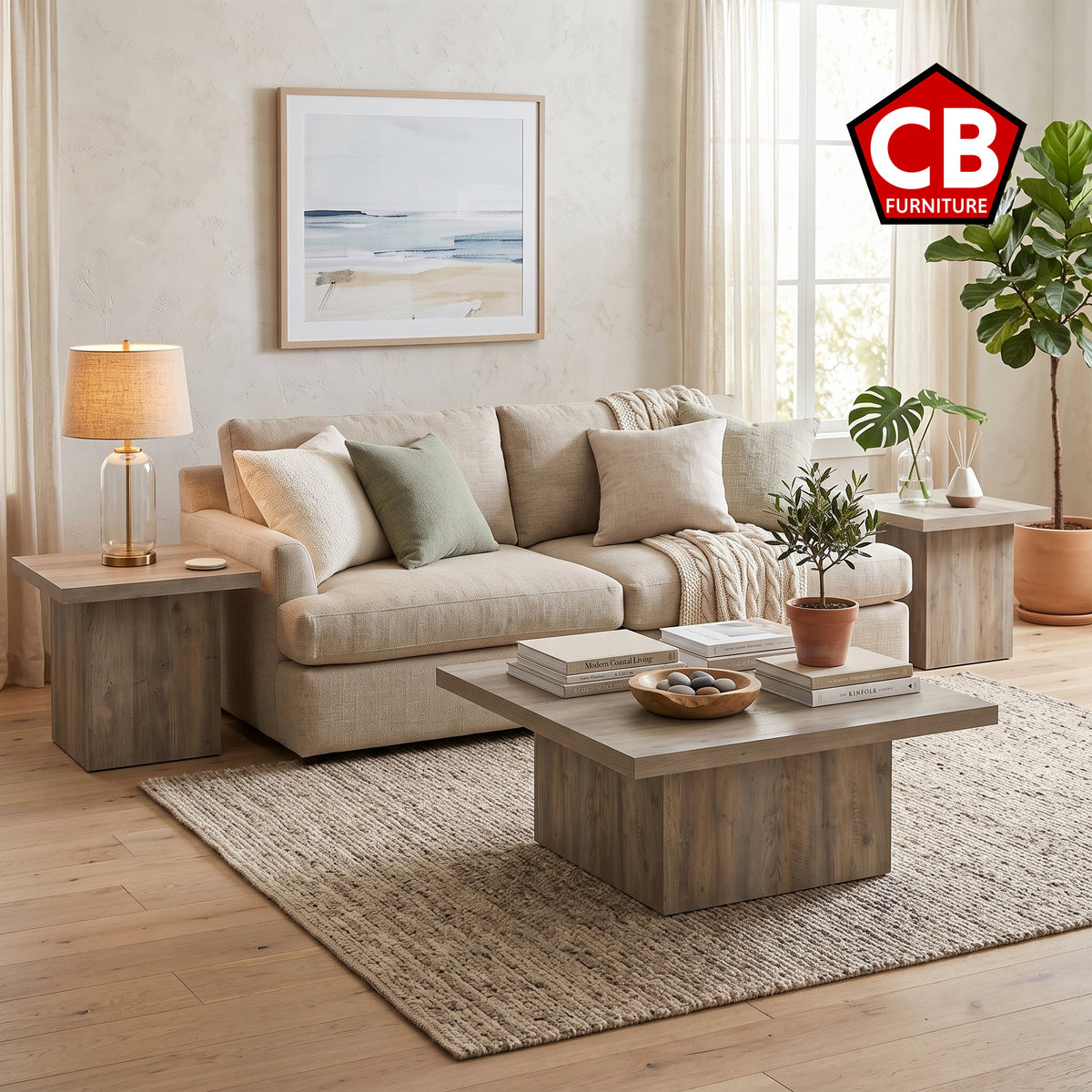 LUCILLE Natural Pine 3 Piece Table Set